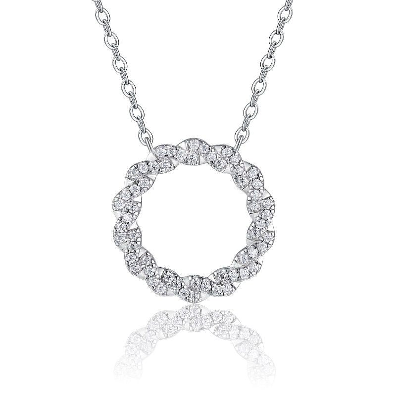 S925 Silver Moissanite Circle Necklace, 56pcs D VVS1 Pendant, 40&5cm, GRA Certified