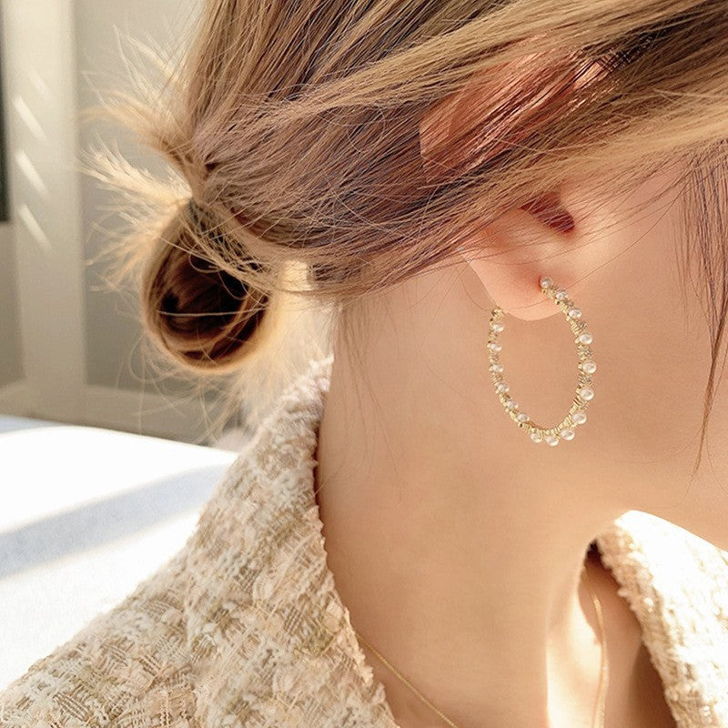 925 Silver Needle Internet Celebrity Same Style Gold Earrings Women's Light Luxury...
