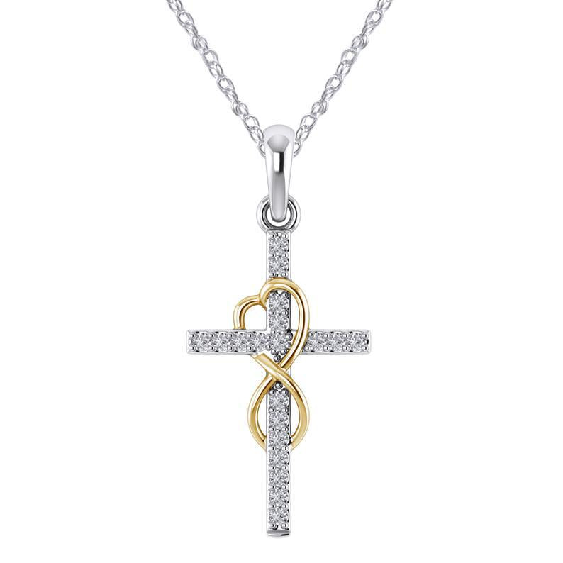 Alloy Pendant Diamond Eight-character Cross Necklace