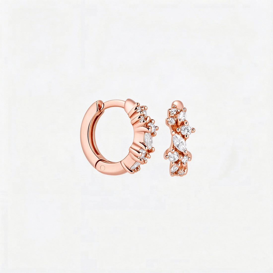 S925 Silver Needle European & American Geometric Zircon Inlaid Hoop Earrings