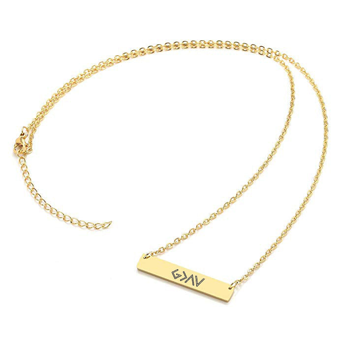 European And American Fashion One Word Horizontal Bar Pendant