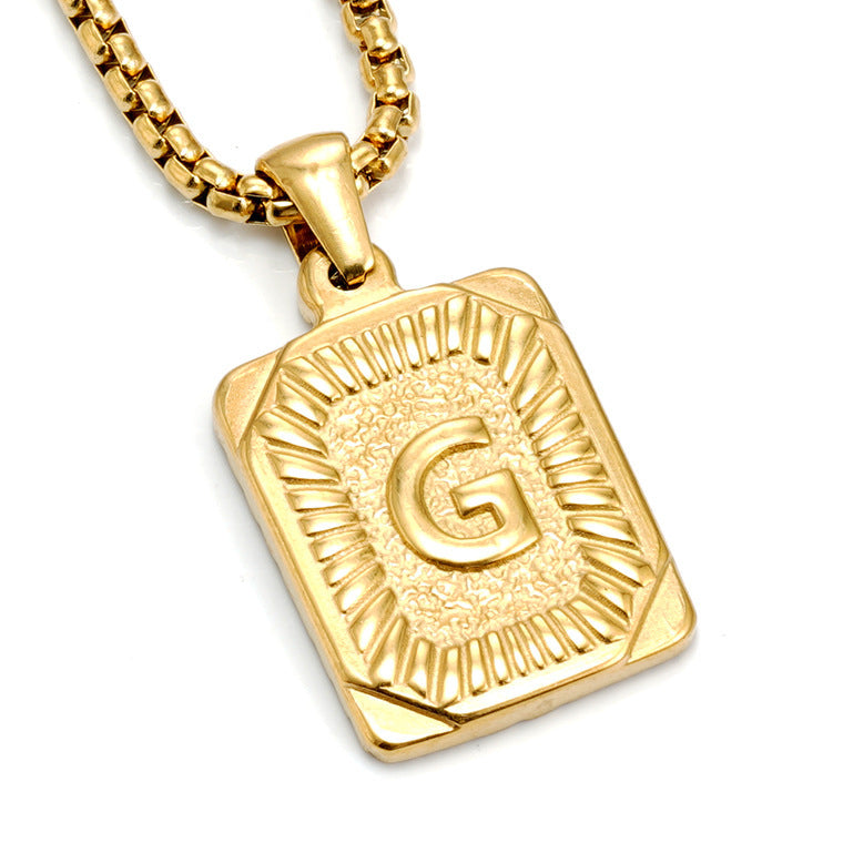 European And American Fashion Men's All-stainless Steel Letter Pendant Necklace