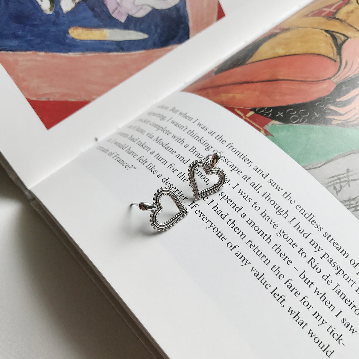 Open Heart Silver Stud Earrings - product view 4