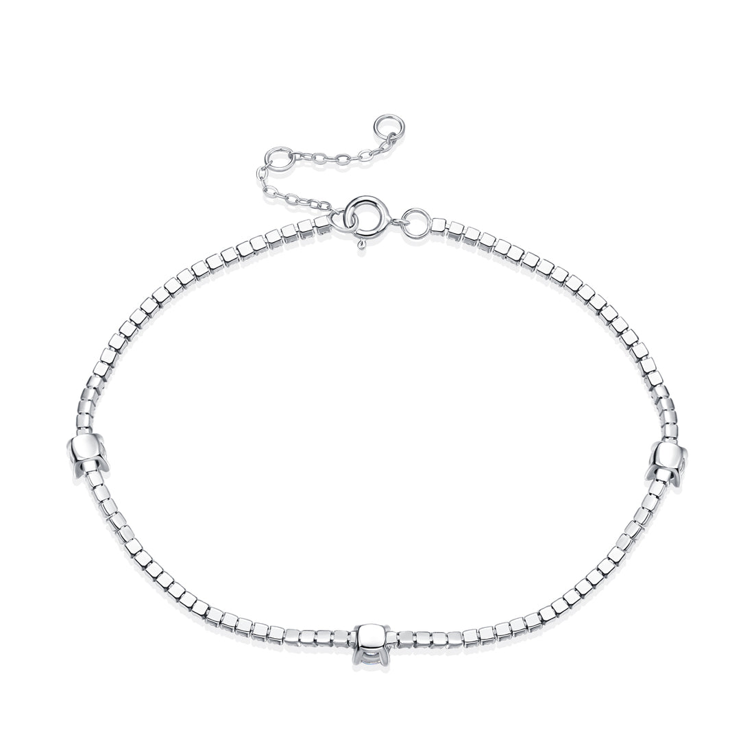 S925 Silver 6g Platinum Plated Moissanite Bracelet, 3x4.0mm D VVS1 Adjustable