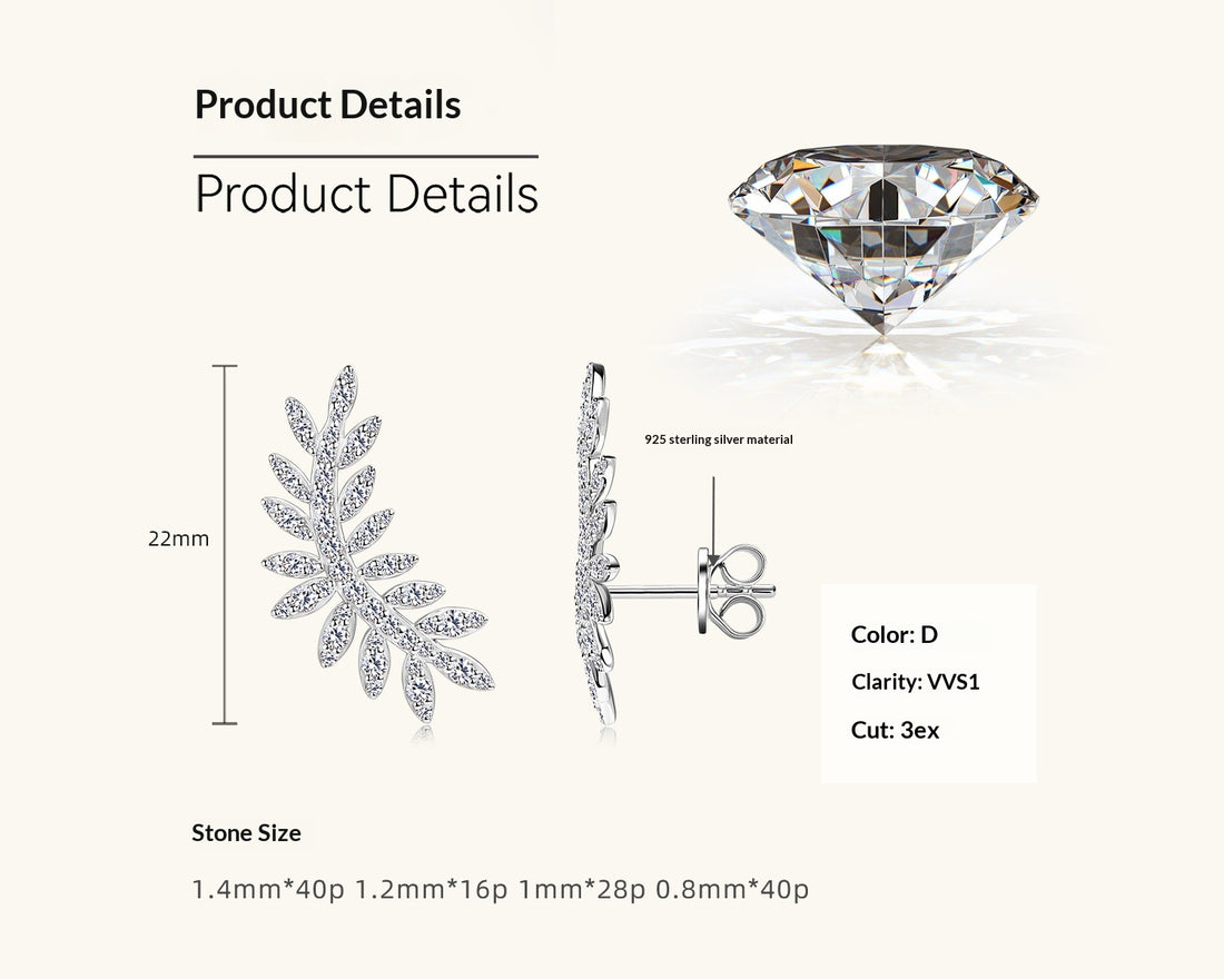 Exquisite Silver Needle Moissanite Stud Earrings