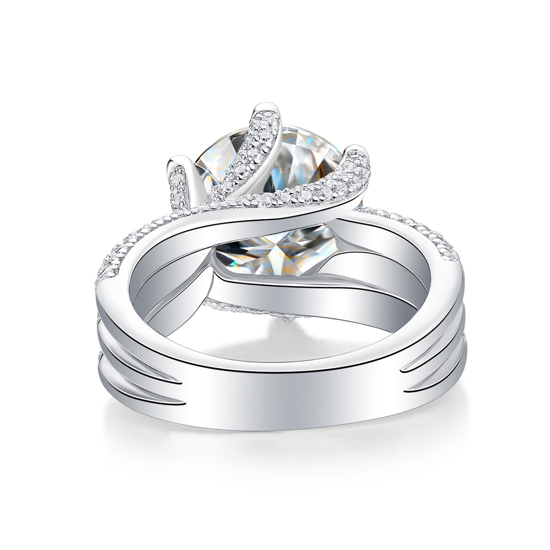 Luxury Fashion Large Diamond Ring Moissanite Silver