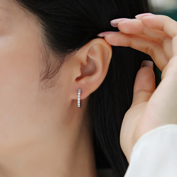 Moissanite Silver Hoop Earrings