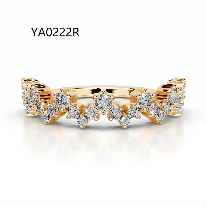 S925 Sterling Silver 18K Gold Plated Moissanite Ring - Stackable Band with Full Pave...