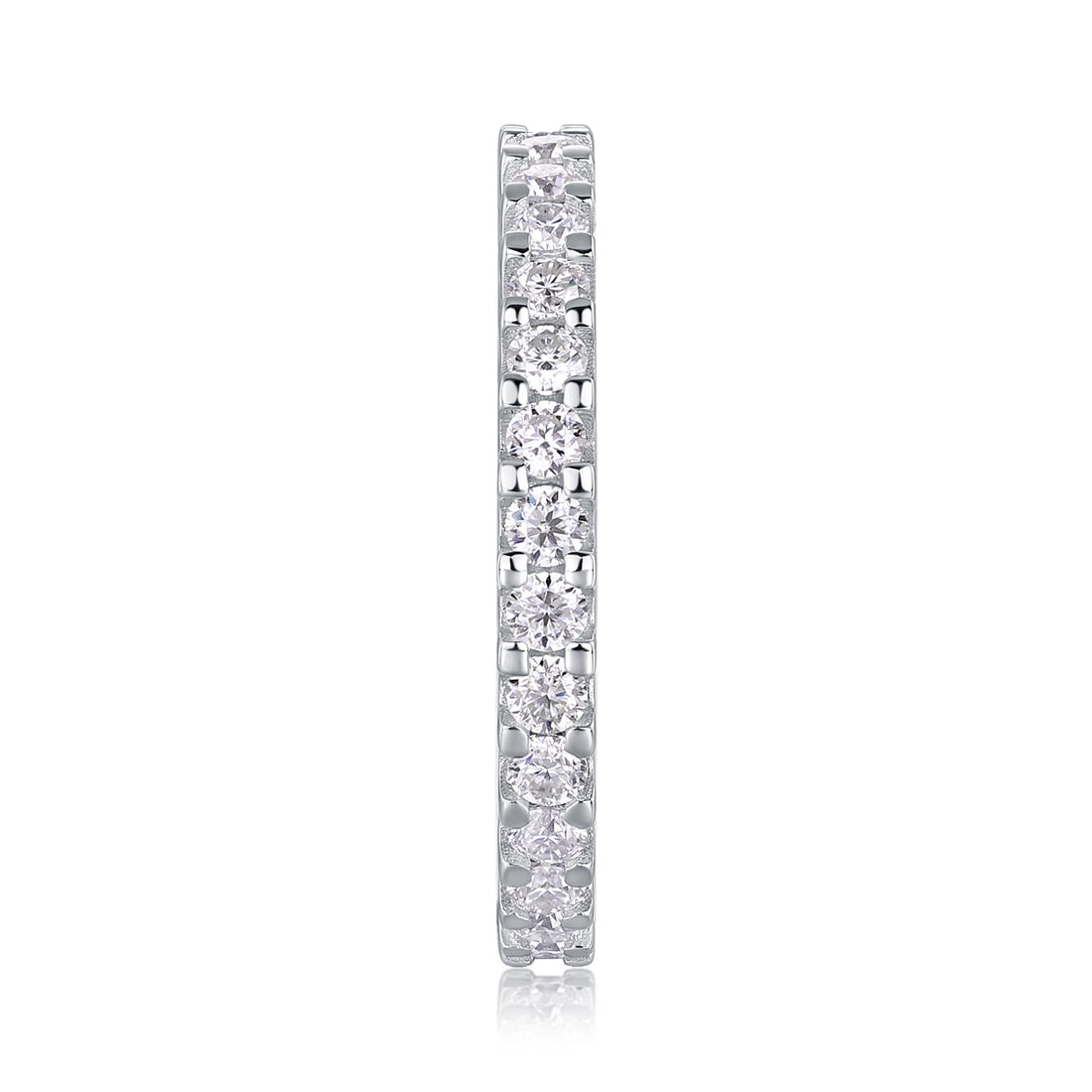 S925 Silver 1.7g Platinum Plated Moissanite Eternity Ring, 2.0mm 30pcs D VVS1 Pave
