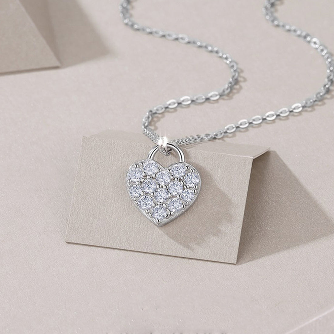 S925 Silver 4g Pave Heart Moissanite Necklace, D VVS1, 40&5cm, GRA Certified