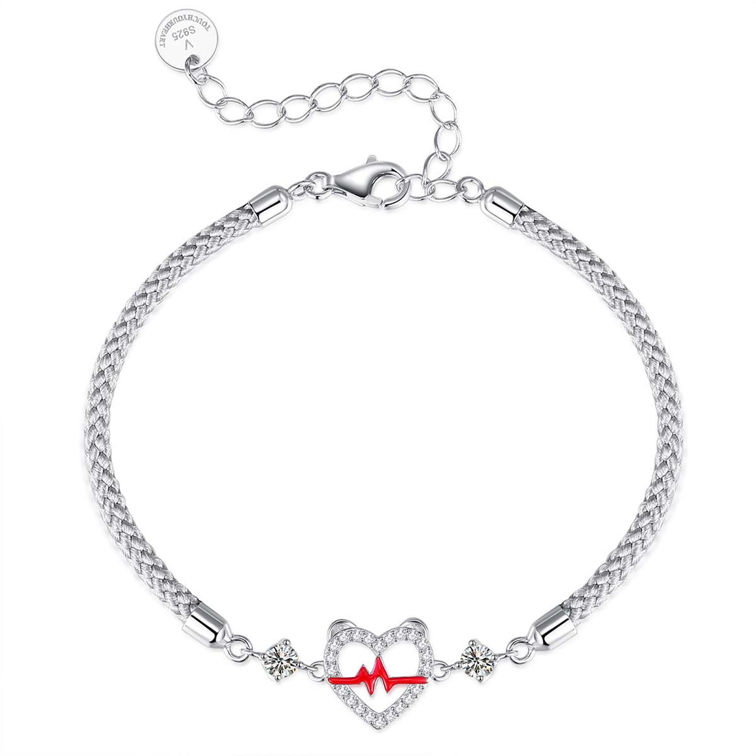 Bagley S925 Silver Jewellery Bracelet With High-level Sense Of Design Heartbeat Signal Couples Bracelet New