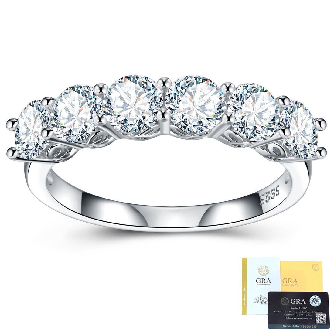S925 Sterling Silver Moissanite Ring Women's Band Style