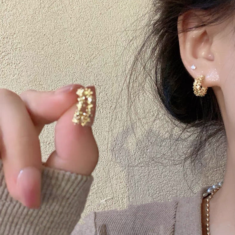 925 Silver Needle Internet Celebrity Same Style Gold Earrings Women's Light Luxury...