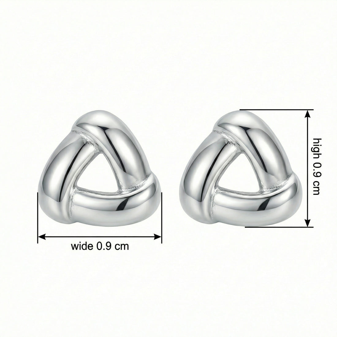 Triangular Knot Stud Earrings in Silver