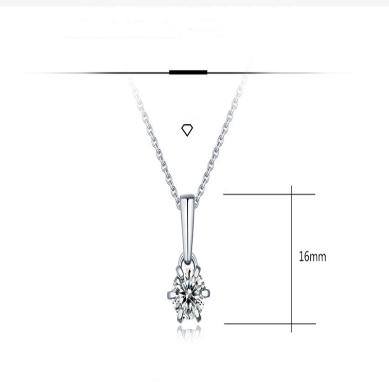 Crown-Set Moissanite Pendant Necklace in Silver - product view 6
