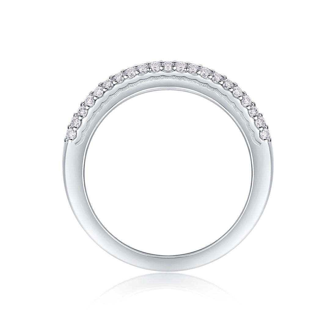 S925 Silver 3.3g Platinum Plated Moissanite Ring, 4.0mm 63pcs D VVS1 Micro Pave
