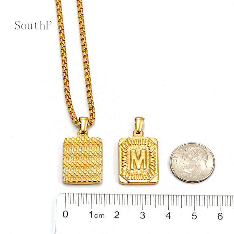 European And American Fashion Men's All-stainless Steel Letter Pendant Necklace
