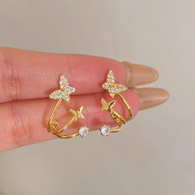 925 Silver Needle Internet Celebrity Same Style Gold Earrings Women's Light Luxury...