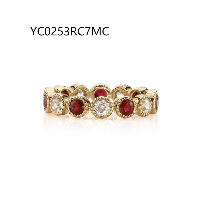 S925 Sterling Silver Ring with Lab Grown Gemstones - Lightweight Stackable Band for Women