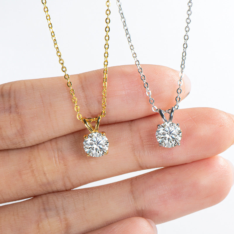 Gold-Tone Moissanite Solitaire Necklace - product view 3