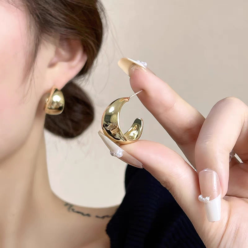 925 Silver Needle Internet Celebrity Same Style Gold Earrings Women's Light Luxury...
