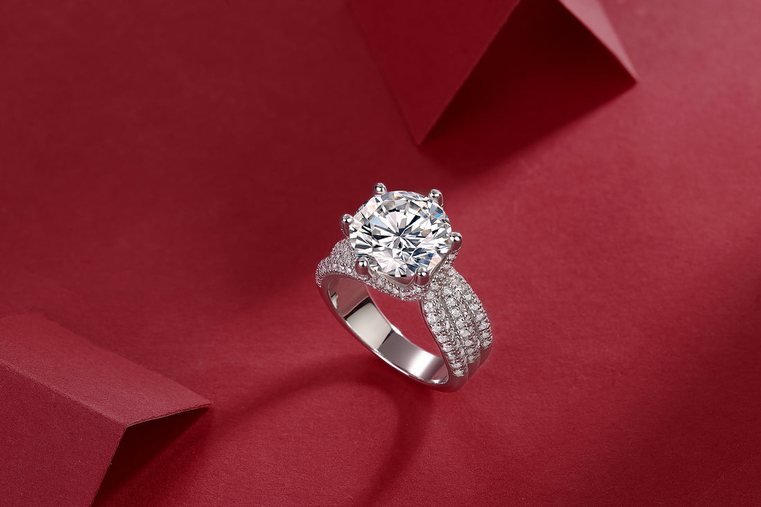 Luxury Fashion Large Diamond Ring Moissanite Silver