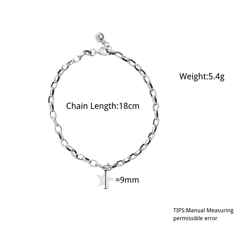 Open-Link Star Charm Bracelet in Silver — product photograph 2