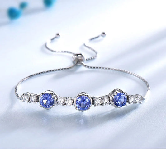 Blue Three-Stone Slider Bracelet in Silver — product photograph 1