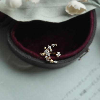 Star-Moon Open Ring in Gold-Tone Silver - product view 3