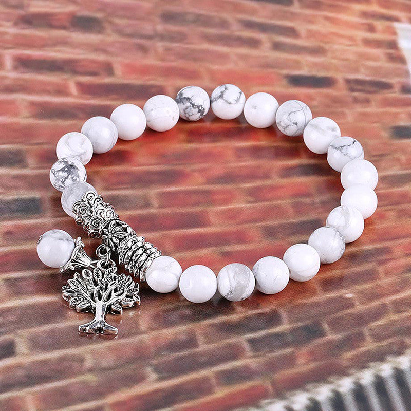 Vintage Frosted White Pine Bead Bracelet - view 5