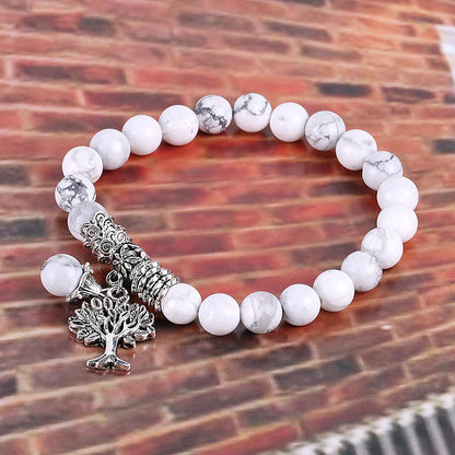 Vintage Frosted White Pine Bead Bracelet - view 5