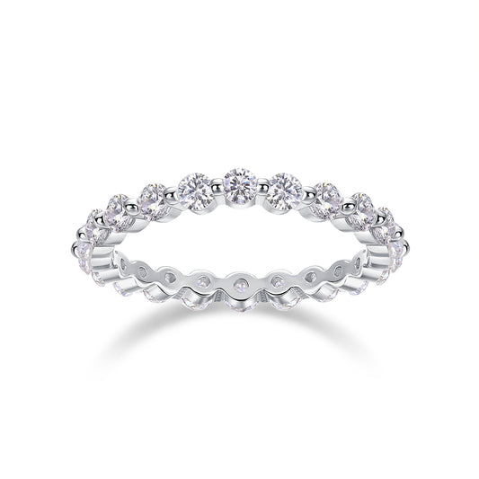 Row Of Diamonds Moissanite Rings Silver