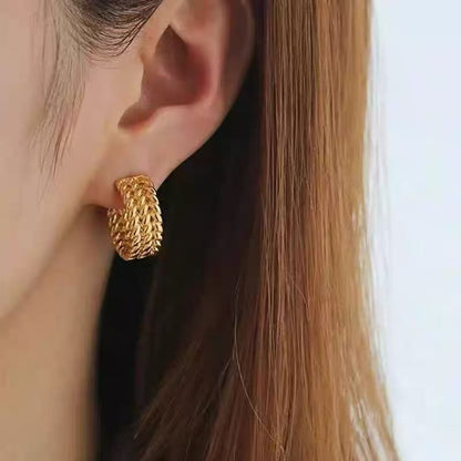 925 Silver Needle Internet Celebrity Same Style Gold Earrings Women's Light Luxury...