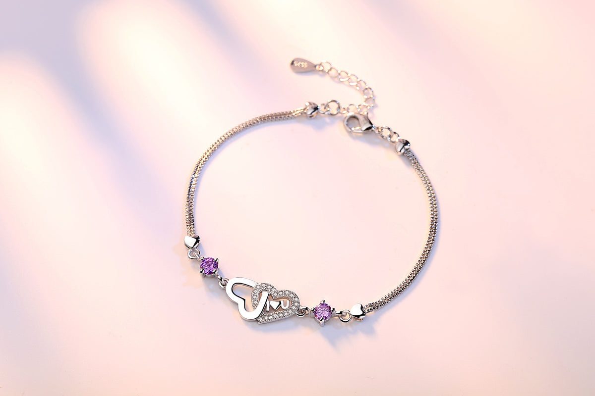 Heart-Detail Silver Chain Bracelet - product view 6