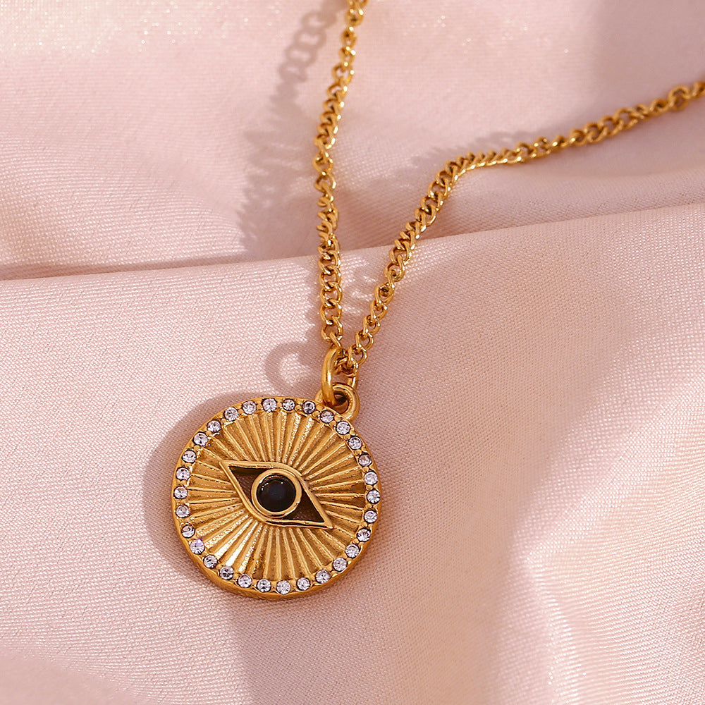 Minimalist Black Eyes Stainless Steel Necklace Jewelry - view 6