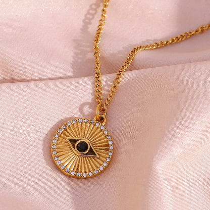 Minimalist Black Eyes Stainless Steel Necklace Jewelry - view 6
