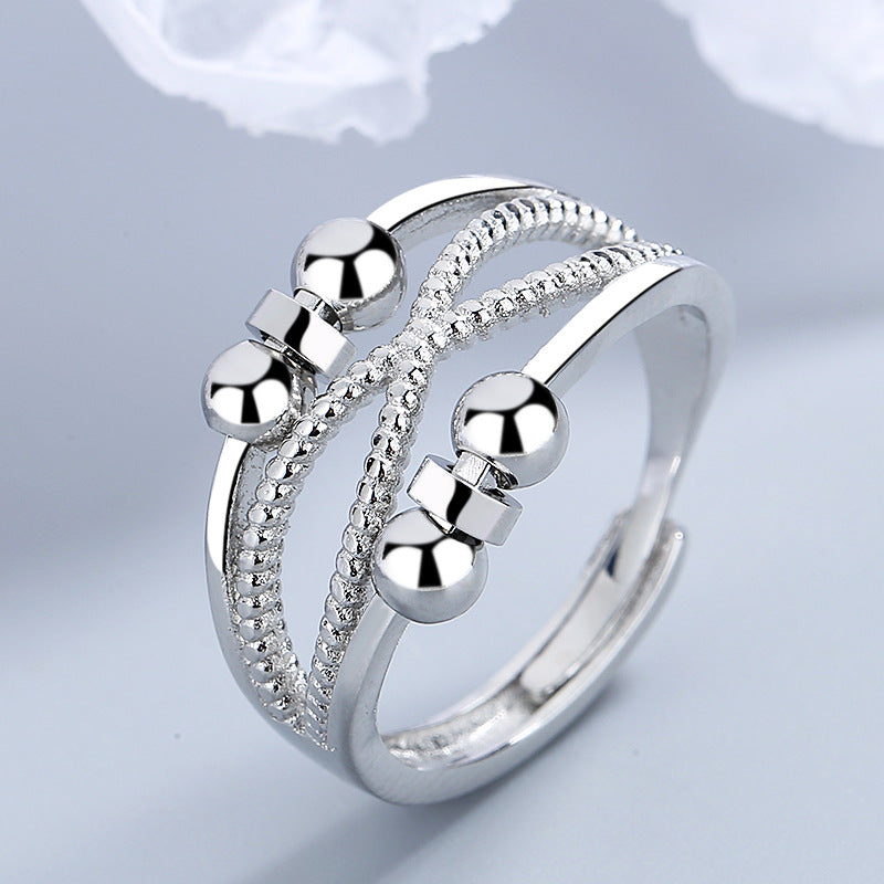 Rotatable Ring With Open Design Fashion Double-layer
