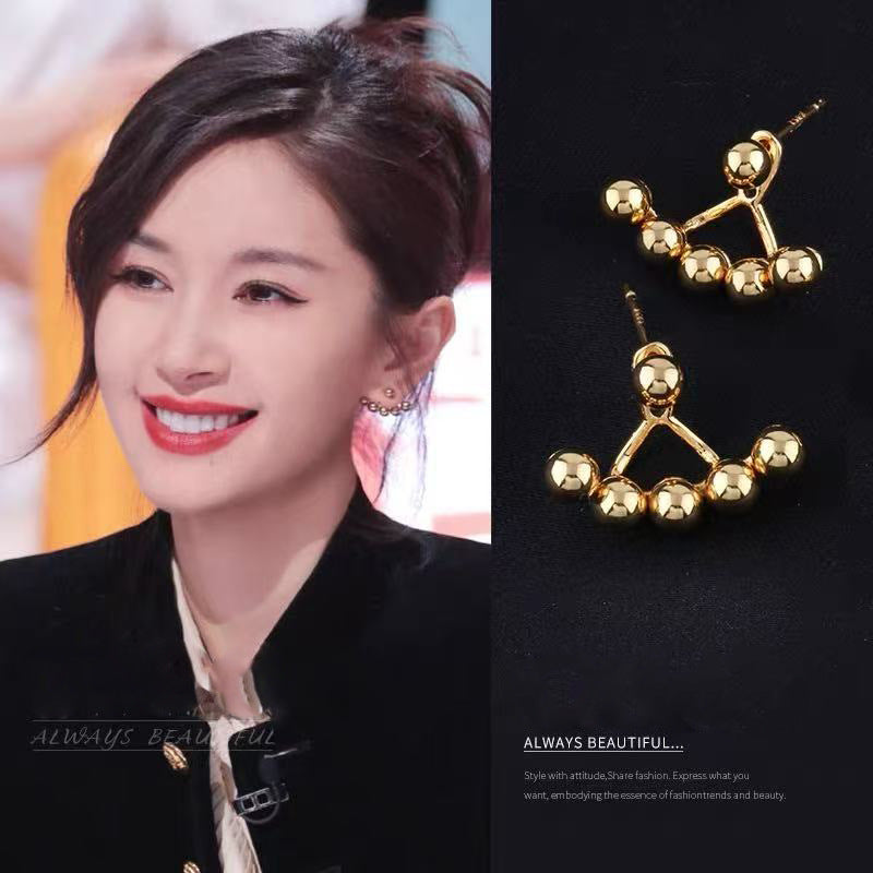 925 Silver Needle Internet Celebrity Same Style Gold Earrings Women's Light Luxury...