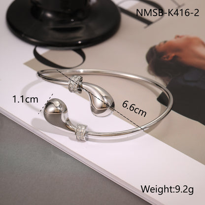 European And American Ins Fashion Design Stainless Steel Bracelet Opening Bracelet - view 6