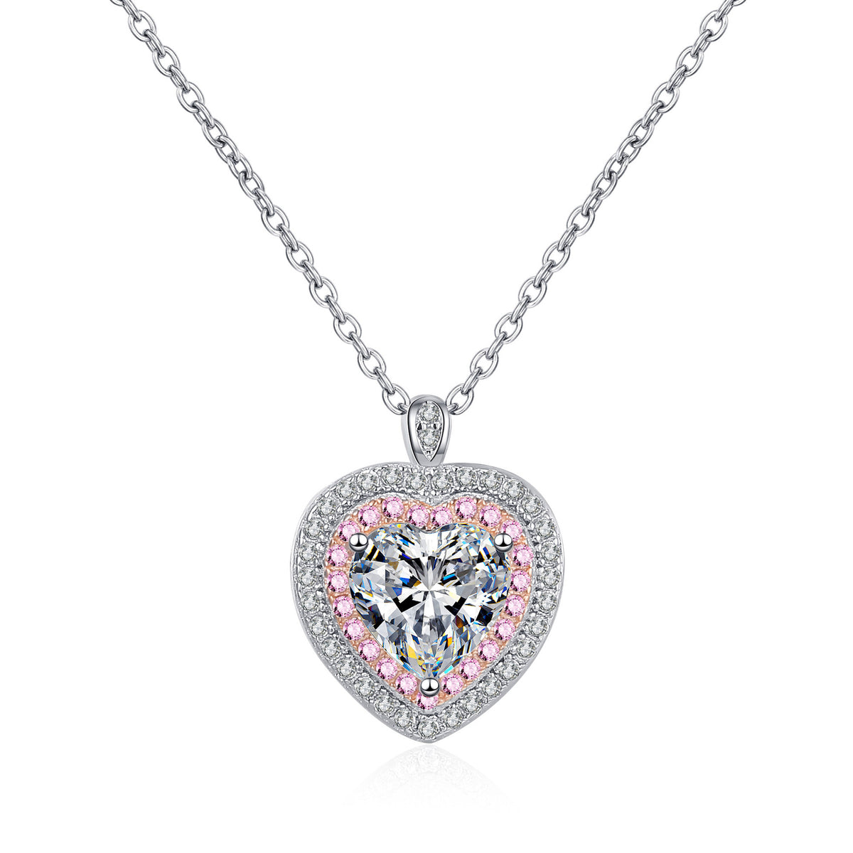 Heart Halo Moissanite Pendant Necklace - product view 1