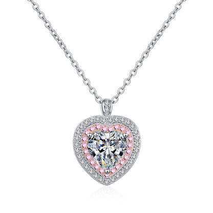Heart Halo Moissanite Pendant Necklace - product view 1