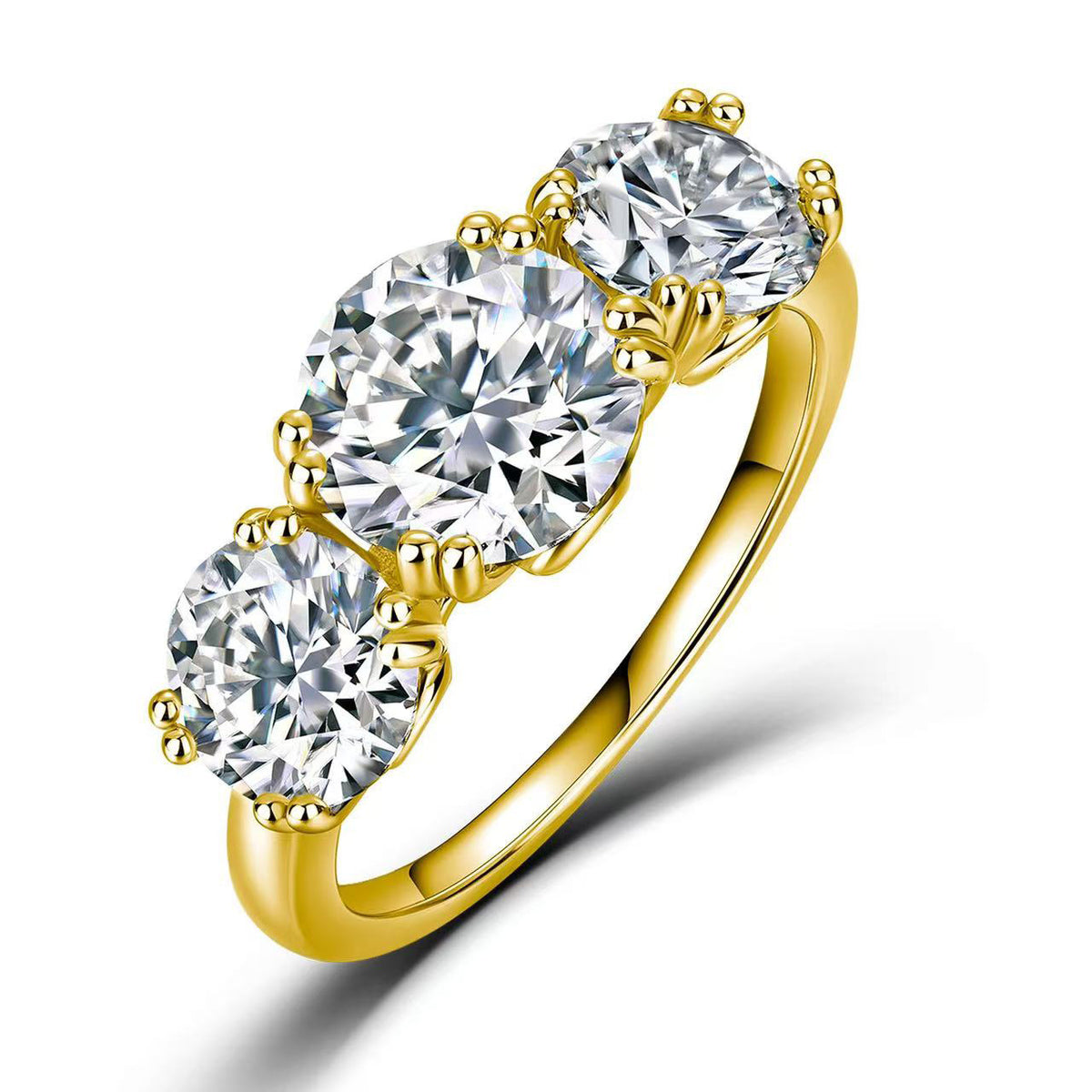 Three-Stone Moissanite Silver Ring - product view 1