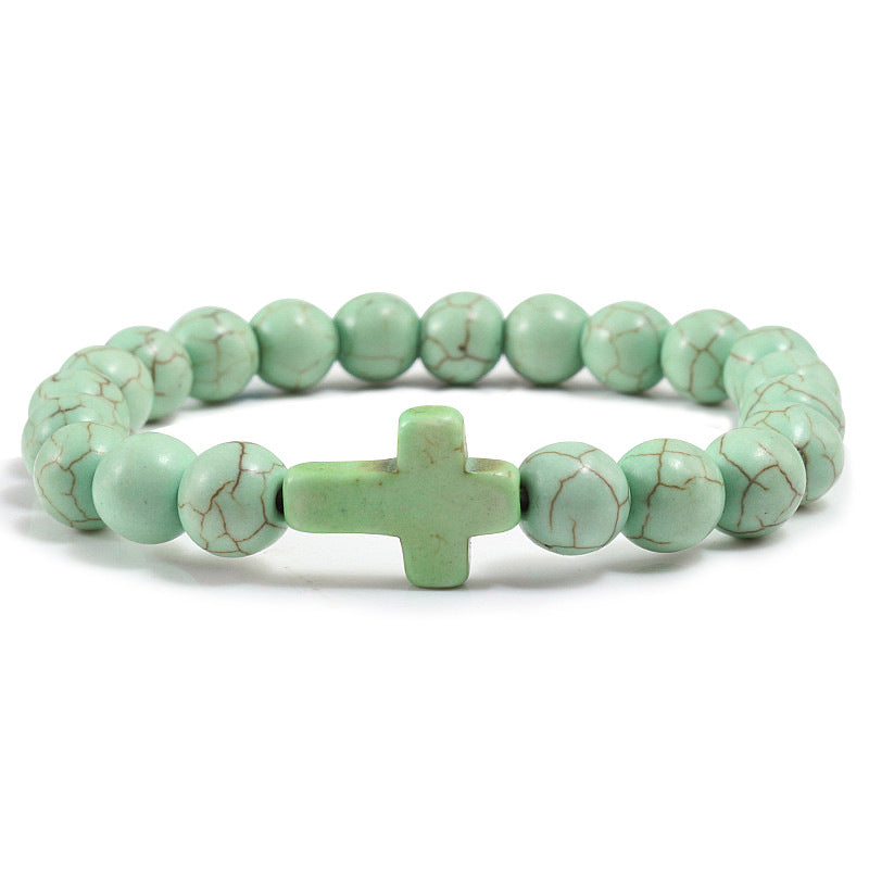 Blue Turquoise Cross Bracelet - view 3