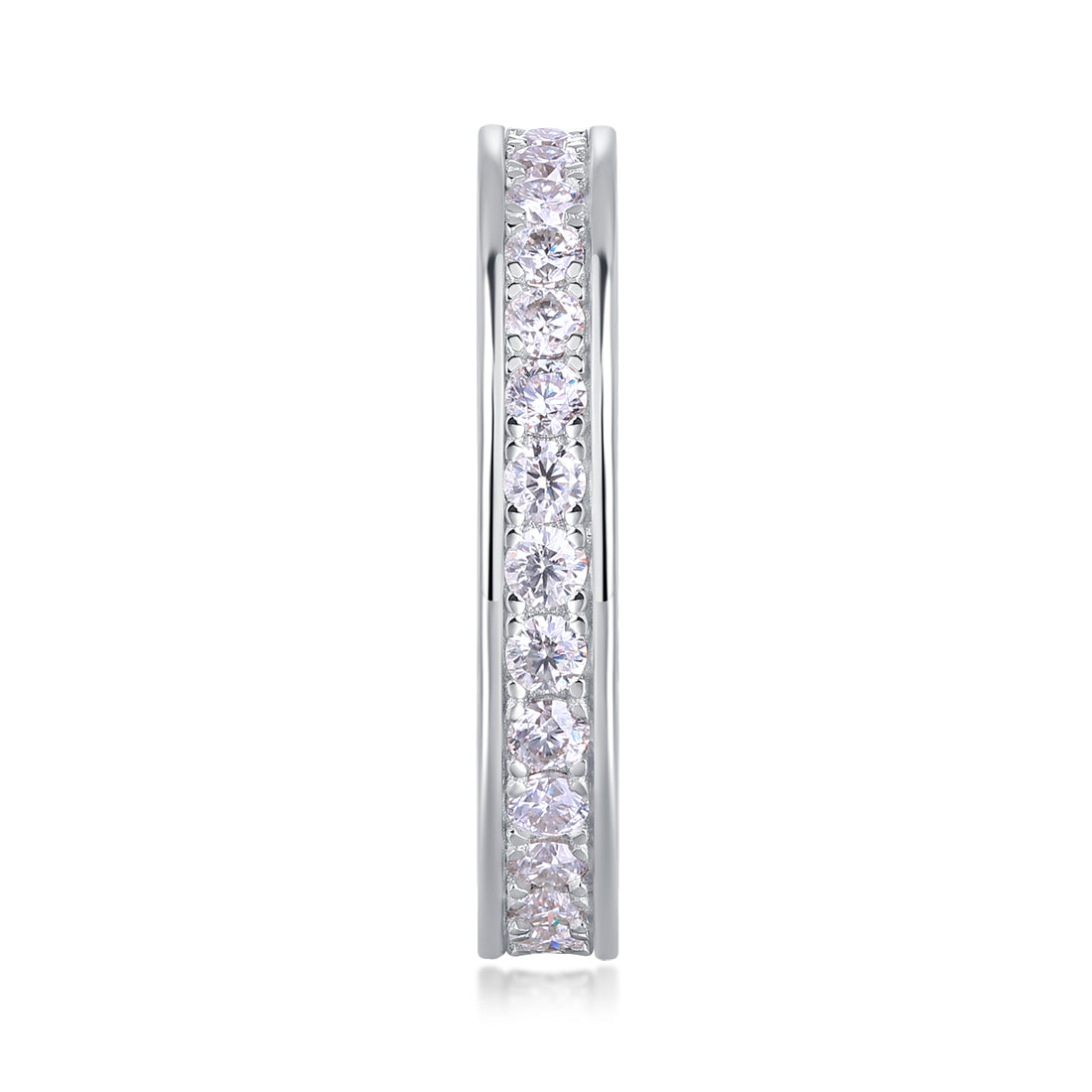 S925 Silver 3.4g Platinum Plated Moissanite Eternity Ring, 4.0mm 30 Stones D VVS1