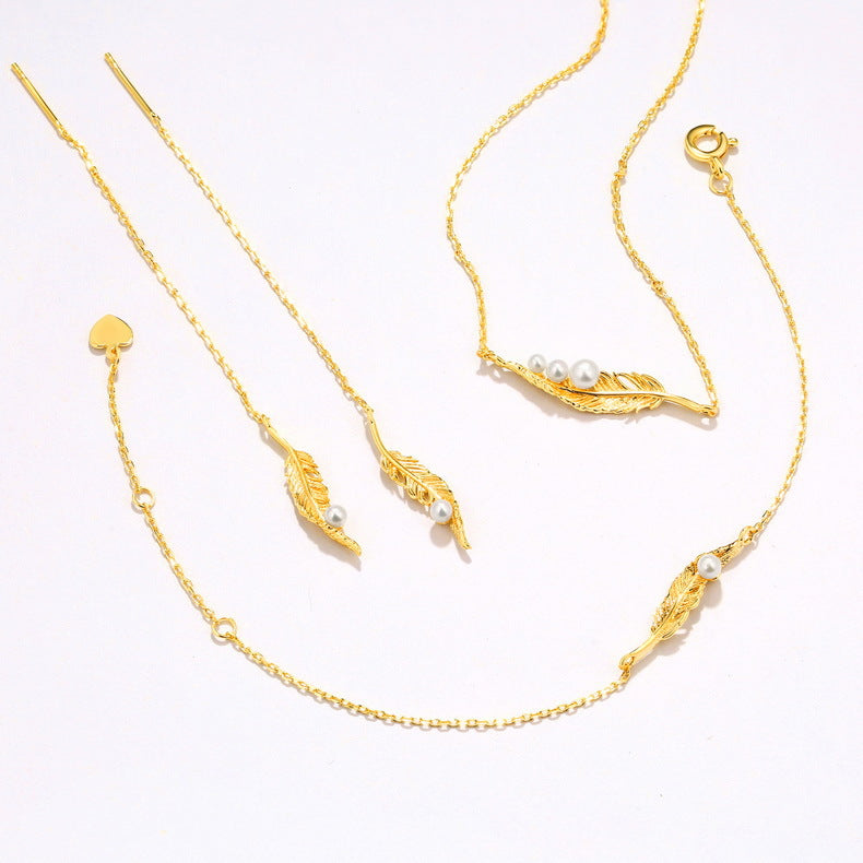 Feather Threader Earrings in S925 Silver - product view 1