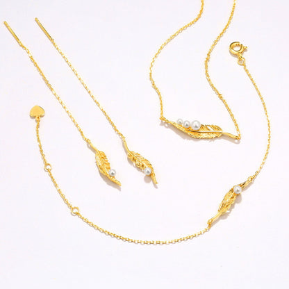 Feather Threader Earrings in S925 Silver - product view 1