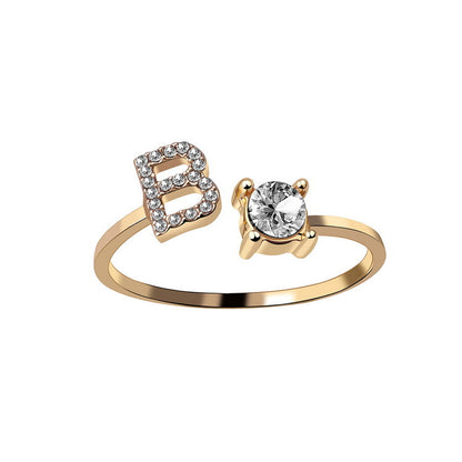 New Design Adjustable 26 Initial Letter Ring Fashion Jewelry For Women Simple Elegant Jewelry - view 4
