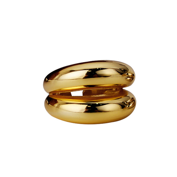 Double-Curve Open Ring in Gold-Tone S925 Silver
