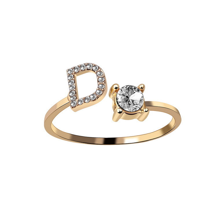 New Design Adjustable 26 Initial Letter Ring Fashion Jewelry For Women Simple Elegant Jewelry - view 6