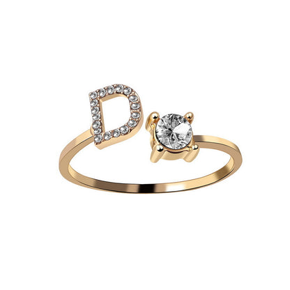 New Design Adjustable 26 Initial Letter Ring Fashion Jewelry For Women Simple Elegant Jewelry - view 6